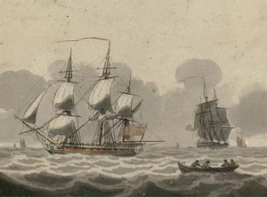 Frigates Passing In The Channel — Samuel Owen