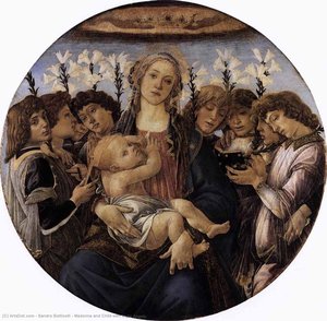 Madonna And Child With Eight Angels — Sandro Botticelli, Italian Renaissance