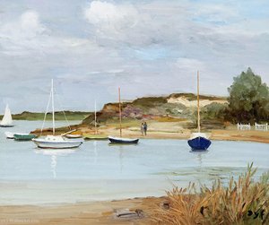 Boats At Anchor, Low Tide — Marcel Dyf