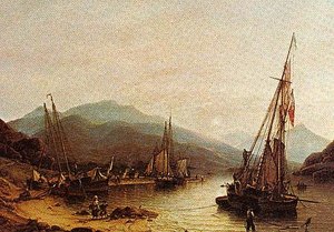 Preparing For The Herring Fishing, Sunrise, (painting) — Robert W. Salmon