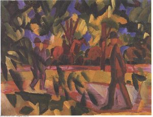 Riders And Walkers At A Parkway — August Macke