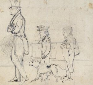 Portrait Sketch Of J. F. Lewis With His Brothers Charles And Frederick — John Frederick Lewis