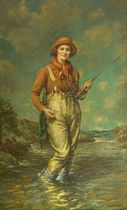 Trouting Portrait Of Mrs George Strutt Of Brailsford Hall, Derbyshire — Frank Ernest Beresford