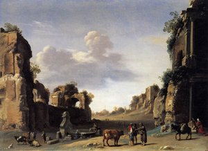 View Of The Campo Vaccino — Cornelis Van Poelenburch, Baroque