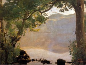 Lake Nemi, Seen Through Trees — Jean-baptiste-camille Corot