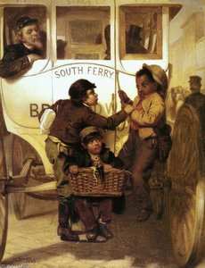 A Newspaper Boy Hitching A Ride (also Known As Colored People Not Allowed On This Line) — John George Brown