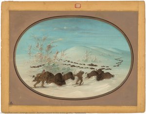 Buffalo Chase In The Snow Drifts - Ojibbeway — George Catlin