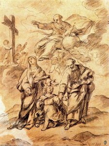 Holy Family With The Symbols Of The Passion — Luca Giordano, Baroque