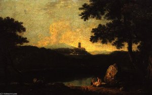 Lake Nemi With Figures Bathing — Richard Wilson