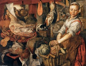 Kitchen Interior — Joachim Beuckelaer, Baroque Still Life