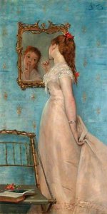 Girl Looking In The Mirror — Alfred Émile Léopold Stevens