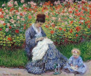Camille Monet And A Child In The Artist’s Garden In Argenteuil — Claude Monet, Impressionist Light