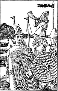 Olav Den Helliges Saga - Kong Olav Lot Blaase Haerblaast - C. Krohg — Christian Krohg