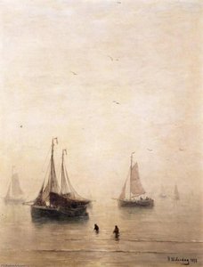 Fishing Boats At Sea — Hendrik Willem Mesdag