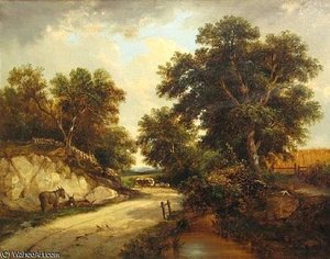 A Summer Landscape With Donkeys