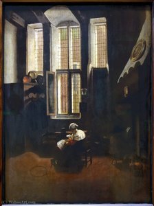 Indoor scene or Reading lesson at the Palace of Fine Arts in Lille.