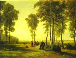 Promenading In The Forest — Ivan Ivanovich Shishkin, Realism