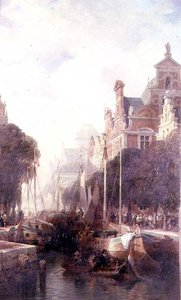 A View Of A Canal In Rotterdam — William Wyld