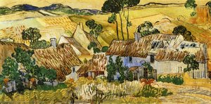 Thatched Houses Against A Hill — Vincent Willem Van Gogh, Post-impressionism