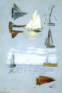 Study Of Sailboats And Harbor — Claude Monet