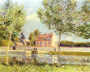 Houses On The Banks Of The Loing — Alfred Sisley, Impressionist Landscape