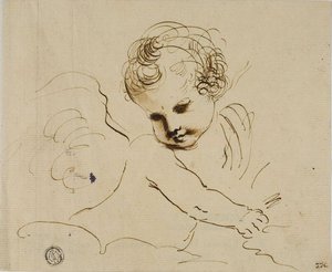 Putto In The Clouds — Guercino