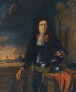 A Portrait Of Jan Van Broeckhuizen With Ships In The Background — Ludolf Backhuysen I