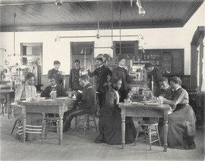 Physics Seniors Studying Osmose (sic) — Frances Benjamin Johnston