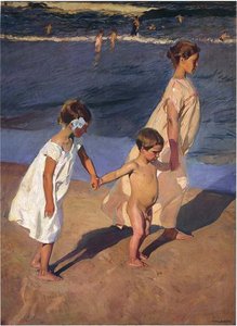 To The Water, Valencia (also Known As Going For A Bath, Valencia) — Joaquín Sorolla Y Bastida, Impressionistic Luminosity