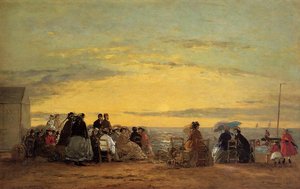 On The Beach, Sunset — Eugène Louis Boudin