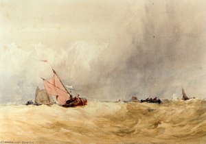 Shipping On The Sheldt, Dort Church In The Distance — David Cox