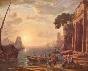Port At Sunset — Claude Lorrain (claude Gellée), Baroque