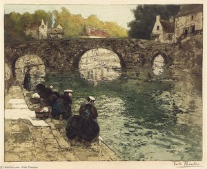 Washerwomen At Quimperle — Frits Thaulow