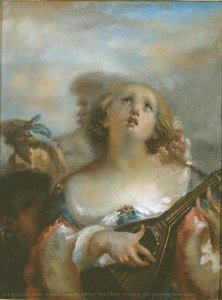 Young Girl Playing Mandolin — Jean François Millet The Elder
