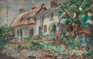 View Of A Thatched And Slate Roofed Cottage — Alan Francis Clutton Brock