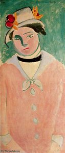 Marguerite au chapeau de roses Huile sur Toile Collection Particulière