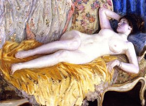 Lady On A Gold Couch — Frederick Carl Frieseke