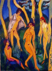 Four Nudes Under The Trees — Ernst Ludwig Kirchner, German Expressionism