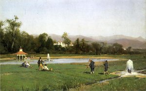 Irrigating At Strawberry Farm — Thomas Hill, Hudson River School