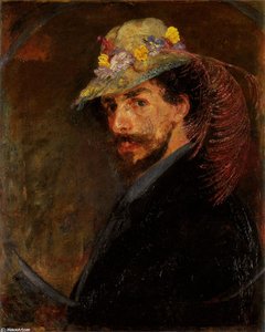 Ensor With Flowered Hat — James Ensor, Expressionist Painting