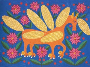Corncob Horse In Outer Space — Maria Primachenko