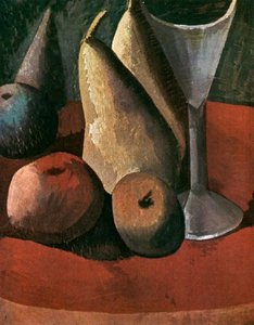 Fruits And Wine Glass — Pablo Picasso, Cubist Still Life