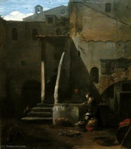 Washerwomen In A Yard. — Thomas Wyck