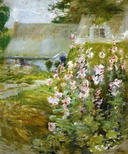 Hollyhocks — John Henry Twachtman