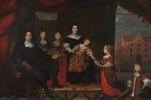 Reyer Reyersz van der Burch (1630-1695), Ammunition Officer attached to the Arsenal of the States-General, Delft, with his Wife Geertruid Graswinckel and their Children Frank, Cornelis, Reyer, Maria and Alida, Cornelis de Man (attributed to), 1670 - 1680
