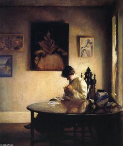 A Girl Crocheting — Edmund Charles Tarbell