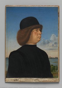 Portrait Of Alvise Contarini(?); (verso) A Tethered Roebuck — Jacometto Veneziano