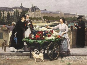 A Flower Seller On The Pont Royal — Marie Francois Firmin-girard