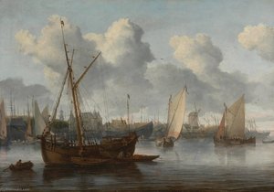 Fishing Boats In A Harbor — Allaert Van Everdingen