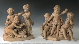 Allegorical Terra Cotta Groups Of Autumn And Winter — Francesco Ladetto, Neoclassicism